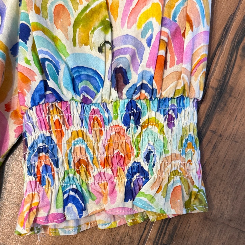 Joy Joy Multicolor Rainbow Button Down Shirt S - image 2